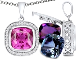 Switch-It Gems™ Cushion-Cut 10mm Simulated Pink Tourmaline Pendant Necklace with 12 Interchangeable Simulated Birth Mont style: 307994