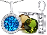 Switch-It Gems™ Interchangeable Simulated Blue Topaz Pendant Necklace Set with 12 Round 10mm Simulated Birth Months Incl style: 308020