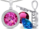 Switch-It Gems™ Interchangeable Simulated Pink Tourmaline Halo Pendant Necklace Set Round 12mm Simulated Birth Months style: 308023