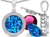 Switch-It Gems™ Interchangeable Simulated Blue Topaz Halo Pendant Necklace Set Round 12mm Simulated Birth Months Incl style: 308025