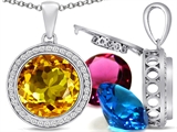 Switch-It Gems™ Interchangeable Simulated Citrine Halo Pendant Necklace Set Round 12mm Simulated Birth Months Include style: 308026