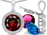 Switch-It Gems™ Interchangeable Simulated Garnet Halo Pendant Necklace Set Round 12mm Simulated Birth Months Included style: 308027