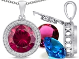 Switch-It Gems™ Interchangeable Simulated Ruby Halo Pendant Necklace Set Round 12mm Simulated Birth Months Included style: 308029