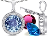 Switch-It Gems™ Interchangeable Simulated Aquamarine Halo Pendant Necklace Set Round 12mm Simulated Birth Months Incl style: 308030