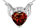 Star K™ Claddagh Love Pendant Necklace With 8mm Heart Genuine Garnet style: 308061
