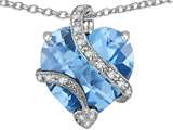 Star K™ Large 15mm Heart Shape Simulated Aquamarine Love Pendant Necklace style: 308184