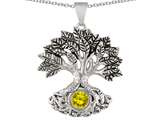Star K Tree Of Life Good Luck Pendant Necklace With 7mm Round Simulated Citrine style: 308202