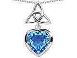 Star K™ Love Knot Pendant Necklace with Heart 9mm Simulated Blue Topaz style: 308325