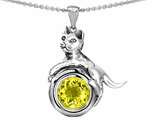 Star K™ Cat Lover Pendant Necklace with November Birth Month Simulated Citrine style: 308651