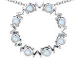 Star K™ Large MOM Circle Mother"s Pendant Necklace with Round Created Opal style: 308705