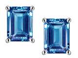 Star K™ Emerald Cut 8x6mm Genuine Blue Topaz Earrings Studs style: 308707