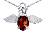 Star K™ Angel Of Love Protection Pendant Necklace With Oval 8x6mm Simulated Garnet style: 309213