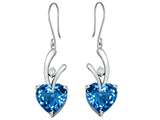 Star K™ 8mm Heart Shape Simulated Blue Topaz Hanging Hook Love Earrings style: 309235