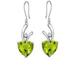 Star K™ 8mm Heart Shape Simulated Peridot and Cubic Zirconia Hanging Hook Love Earrings style: 309261