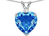 Star K™ 8mm Heart Shape Genuine Blue Topaz Heart Pendant Necklace style: 309770