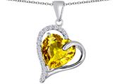 Star K™ Heart Shape 12mm Simulated Citrine Double Heart Love Pendant Necklace style: 309777