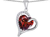 Star K™ Heart Shape 12mm Simulated Garnet Double Heart Love Pendant Necklace style: 309779