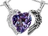 Star K™ His and Hers winged Love Couple 2pcs Pendant Necklace set  Heart Shape 11mm Simulated Alexandrite style: 309789