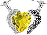 Star K™ His and Hers winged Love Couple 2pcs Pendant Necklace set with Heart Shape 11mm Simulated Citrine style: 309792