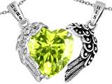 Star K™ His and Hers winged Love Couple 2pcs Pendant Necklace set with Heart Shape 11mm Simulated Peridot and C style: 309796