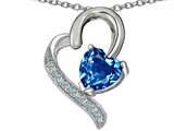 Star K™ 7mm Heart Shape Simulated Blue Topaz Heart Pendant Necklace style: 309820