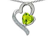 Star K™ 7mm Heart Shape Simulated Peridot and Cubic Zirconia Heart Pendant Necklace style: 309821