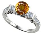 Star K™ Classic 3 Stone Ring With Round 7mm Genuine Citrine style: 309881