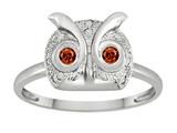 Star K™ Round Simulated Garnet Good Luck Owl Ring style: 310517