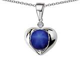 Star K™ Round 7mm Simulated Star Sapphire Heart Pendant Necklace style: 310677