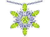 Star K™ Simulated Peridot and Cubic Zirconia Snowflake Pendant Necklace style: 310814