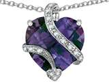 Star K™ Large 15mm Heart Shape Simulated Alexandrite Love Pendant Necklace style: 310848