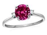 Original Star K™ 7mm Round Simulated Pink Tourmaline and Diamond Classic 3 stone Engagement Ring style: 311956