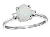 Original Star K™ 7mm Round Genuine Opal Classic 3 stone Engagement Ring style: 312009