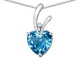 Star K™ Heart Shape 8mm Genuine Blue Topaz Endless Love Pendant Necklace style: 313439