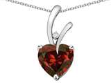 Star K™ Heart Shape 8mm Genuine Garnet Endless Love Pendant Necklace style: 313443