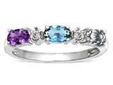 Star K ™ Custom Personalized 3 Three Oval Birthstones Band Mothers Wedding Promise Ring style: 317153