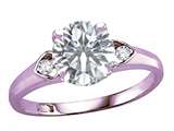 Star K™ Round 7mm White Topaz Three 3 Stone Heart Engagement Promise Wedding Ring style: 317965
