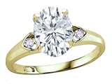 Star K™ Oval 9x7 Genuine White Topaz Three 3 Stone Heart Engagement Promise Wedding Ring style: 318135