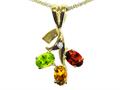 Star K(tm)  14kt Gold 3 Stone Mothers Pendant Necklace