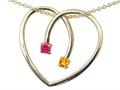 Star K(tm)  14kt Gold Heart Shape 2 Stone Mothers Pendant Necklace
