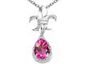 Tommaso Design(tm) Pear Shape 8x6mm Genuine Pink Tourmaline Pendant Necklace