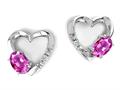 Tommaso Design(tm) Oval 5x3mm Genuine Pink Tourmaline Heart Earrings