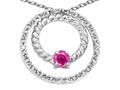 Tommaso Design(tm) Round 3mm Genuine Pink Tourmaline Circle Pendant Necklace