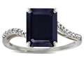 Tommaso Design™ Emerald Cut 10x8 Genuine Black Sapphire Engagement Ring