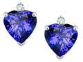 Star K™ Classic Heart Shape 2 stone Simulated Tanzanite Earrings Studs 311355