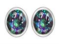 Star K™ 8x6mm Oval Mystic Rainbow Quartz Earrings Studs 311762