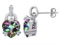 Star K™ Heart Shape Rainbow Mystic Quartz Designer Hanging Drop Earrings 311875