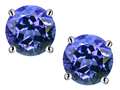 Star K™ Classic Round  6mm Simulated Tanzanite Four Prong  Stud Earrings 313639