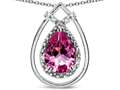Star K(tm) 8x6 Pear Shape Genuine Pink Tourmaline Halo Pendant Necklace