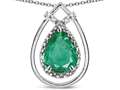 Star K(tm) 8x6 Pear Shape Genuine Emerald Halo Pendant Necklace